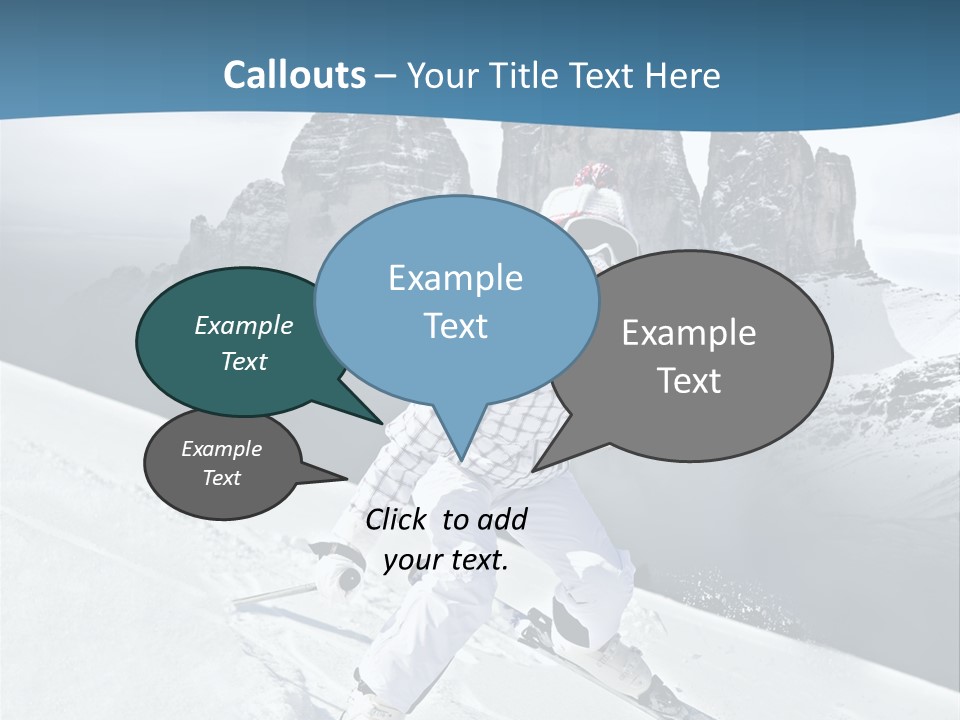 A Woman Skiing Down A Mountain With Mountains In The Background PowerPoint Template