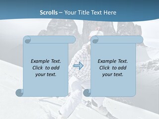 A Woman Skiing Down A Mountain With Mountains In The Background PowerPoint Template