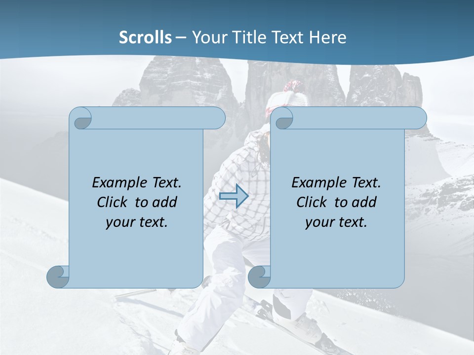 A Woman Skiing Down A Mountain With Mountains In The Background PowerPoint Template