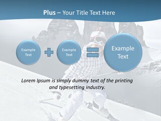 A Woman Skiing Down A Mountain With Mountains In The Background PowerPoint Template
