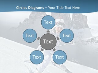 A Woman Skiing Down A Mountain With Mountains In The Background PowerPoint Template