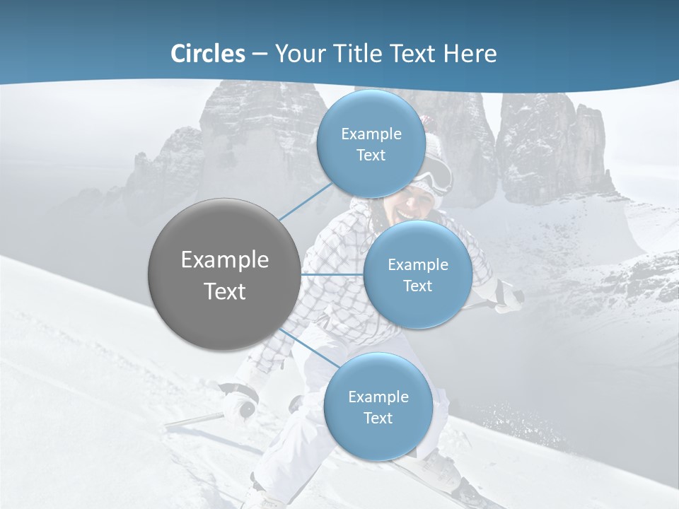 A Woman Skiing Down A Mountain With Mountains In The Background PowerPoint Template