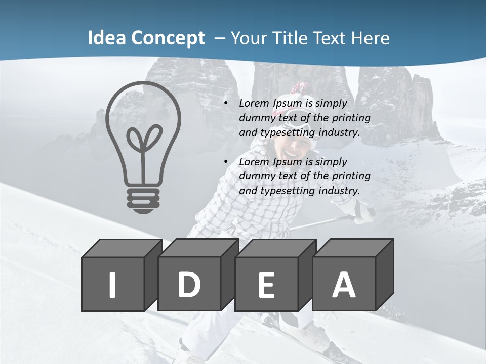 A Woman Skiing Down A Mountain With Mountains In The Background PowerPoint Template