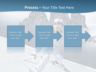 A Woman Skiing Down A Mountain With Mountains In The Background PowerPoint Template