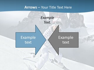 A Woman Skiing Down A Mountain With Mountains In The Background PowerPoint Template