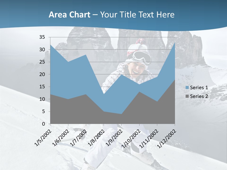 A Woman Skiing Down A Mountain With Mountains In The Background PowerPoint Template