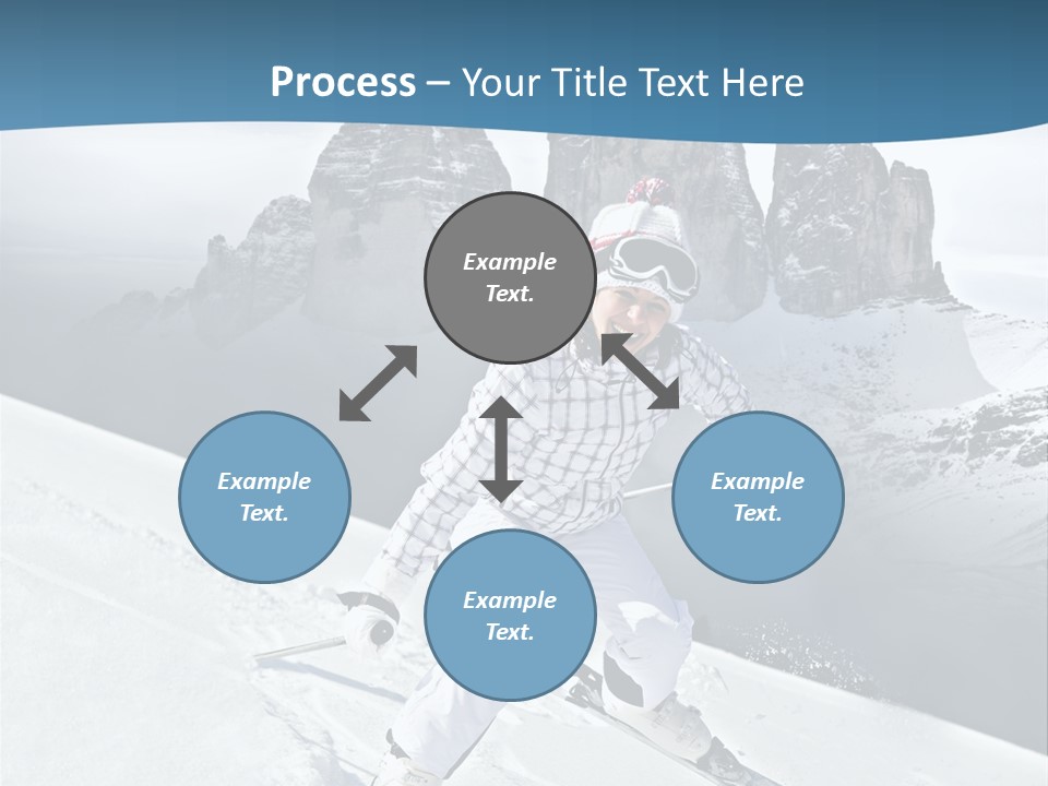 A Woman Skiing Down A Mountain With Mountains In The Background PowerPoint Template