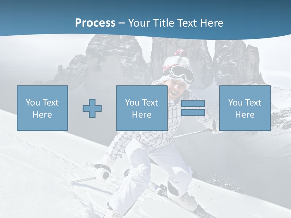 A Woman Skiing Down A Mountain With Mountains In The Background PowerPoint Template