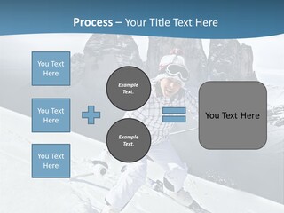 A Woman Skiing Down A Mountain With Mountains In The Background PowerPoint Template