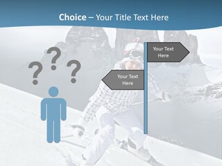 A Woman Skiing Down A Mountain With Mountains In The Background PowerPoint Template