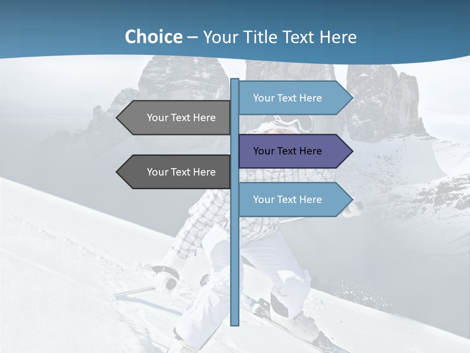 A Woman Skiing Down A Mountain With Mountains In The Background PowerPoint Template