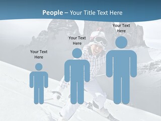 A Woman Skiing Down A Mountain With Mountains In The Background PowerPoint Template