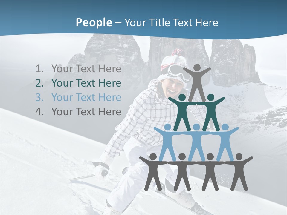 A Woman Skiing Down A Mountain With Mountains In The Background PowerPoint Template