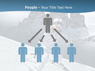 A Woman Skiing Down A Mountain With Mountains In The Background PowerPoint Template