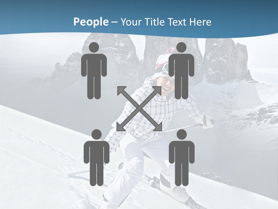 A Woman Skiing Down A Mountain With Mountains In The Background PowerPoint Template