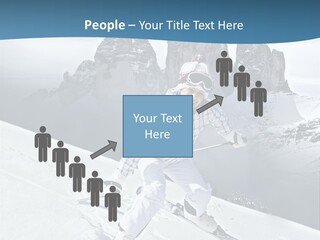 A Woman Skiing Down A Mountain With Mountains In The Background PowerPoint Template