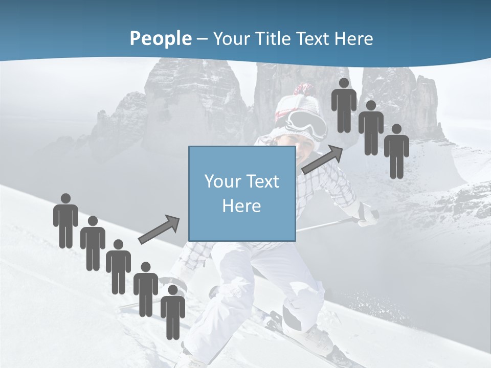 A Woman Skiing Down A Mountain With Mountains In The Background PowerPoint Template