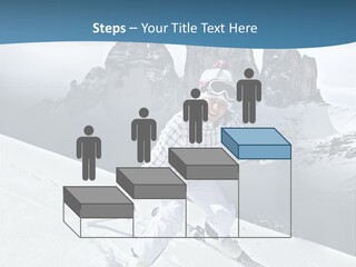 A Woman Skiing Down A Mountain With Mountains In The Background PowerPoint Template