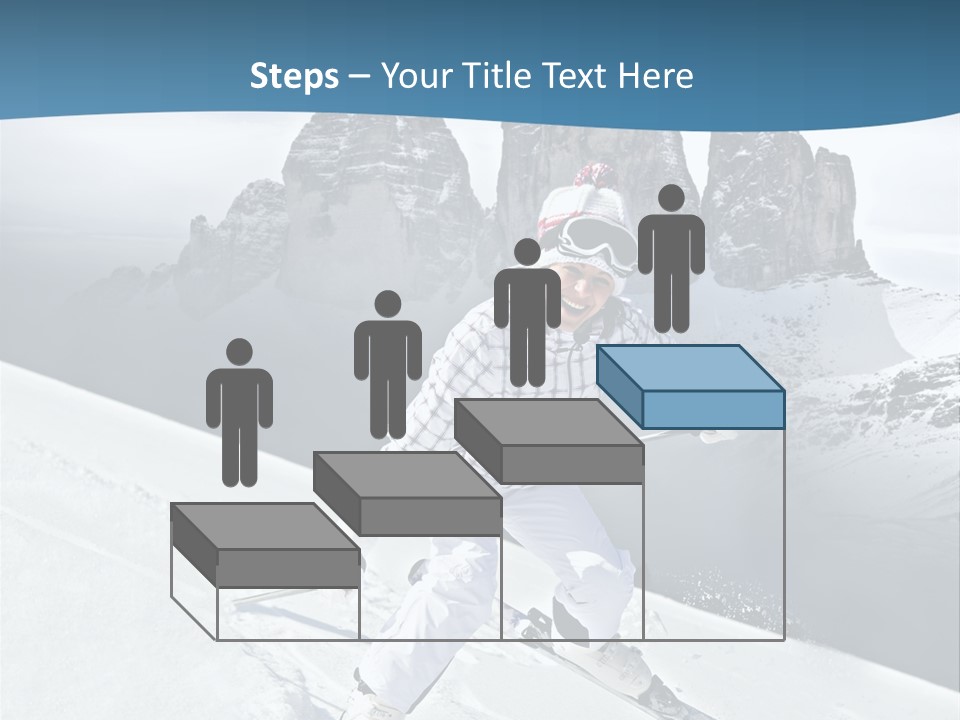 A Woman Skiing Down A Mountain With Mountains In The Background PowerPoint Template