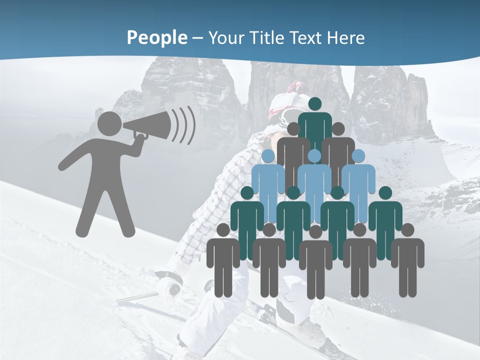 A Woman Skiing Down A Mountain With Mountains In The Background PowerPoint Template