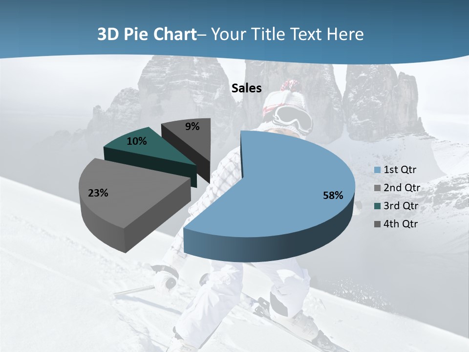 A Woman Skiing Down A Mountain With Mountains In The Background PowerPoint Template