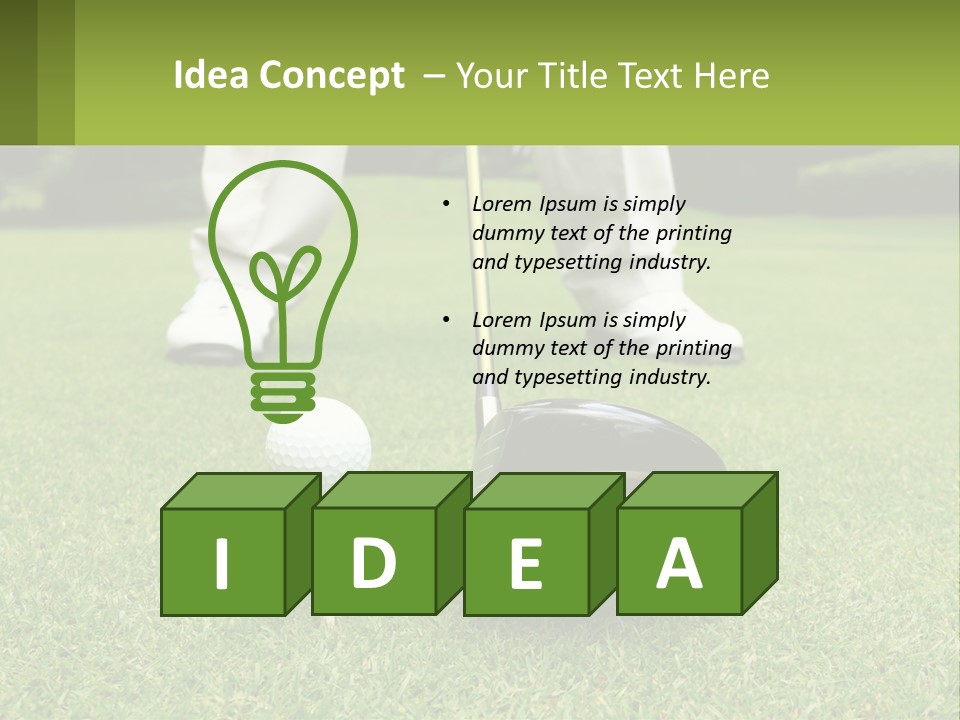 A Man Is Putting A Golf Ball On A Tee PowerPoint Template