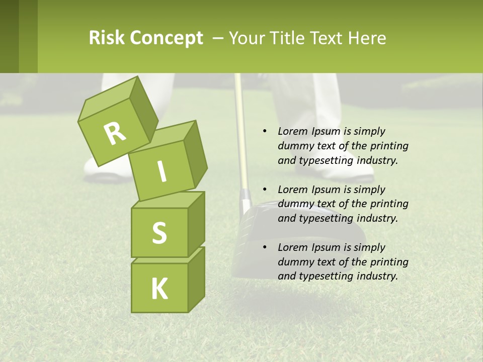 A Man Is Putting A Golf Ball On A Tee PowerPoint Template