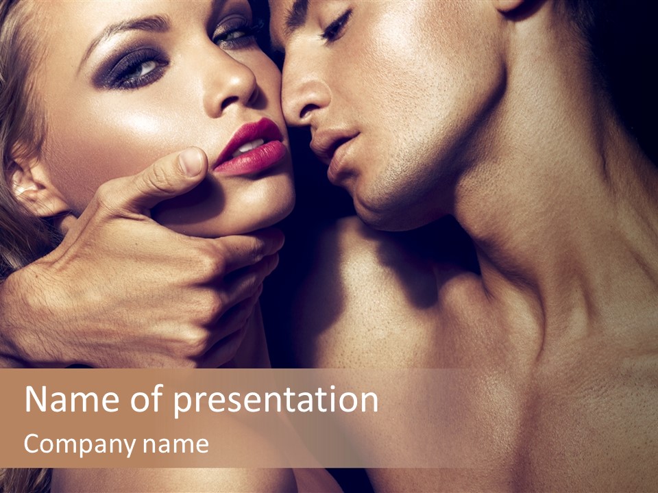 A Man Kissing A Woman's Face With Her Hand On Her Cheek PowerPoint Template