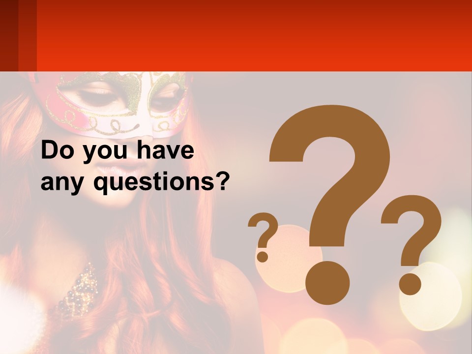 A Woman With Red Hair Wearing A Mask PowerPoint Template