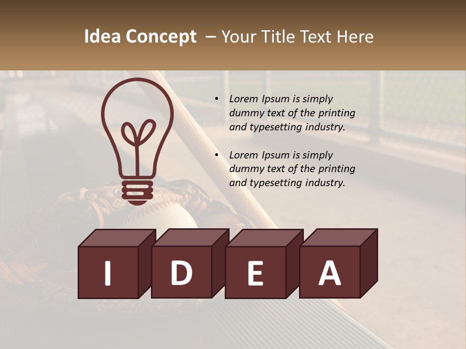 A Baseball Bat And A Baseball In A Catchers Mitt PowerPoint Template