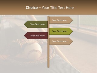 A Baseball Bat And A Baseball In A Catchers Mitt PowerPoint Template