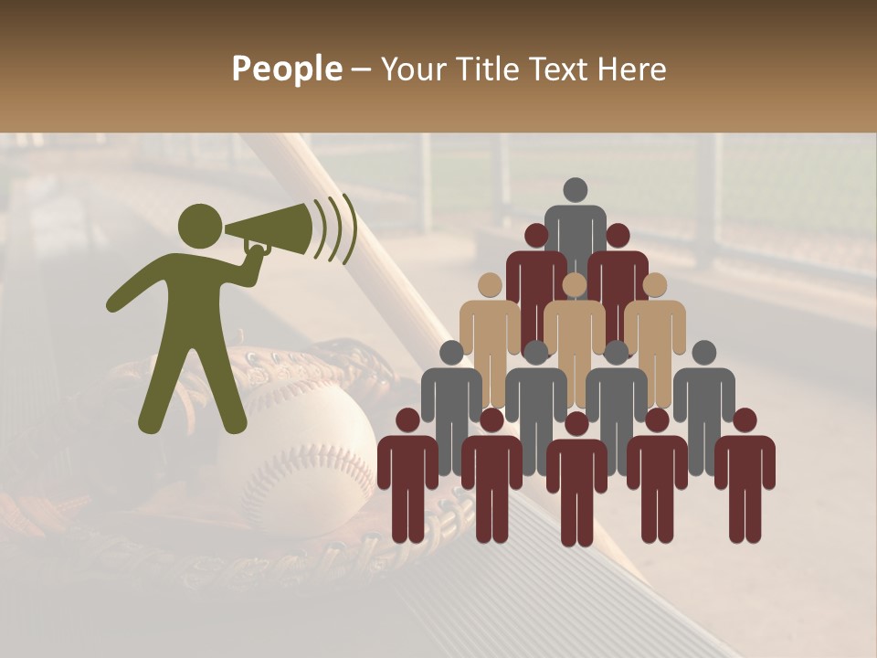 A Baseball Bat And A Baseball In A Catchers Mitt PowerPoint Template