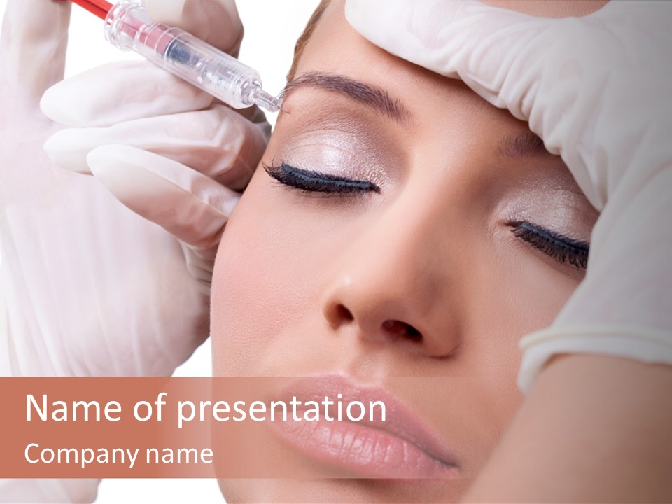 A Woman Getting Her Make Up Done With A Sy PowerPoint Template