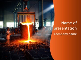 A Man Working On A Piece Of Metal In A Factory PowerPoint Template