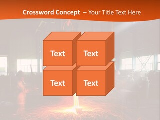 A Man Working On A Piece Of Metal In A Factory PowerPoint Template