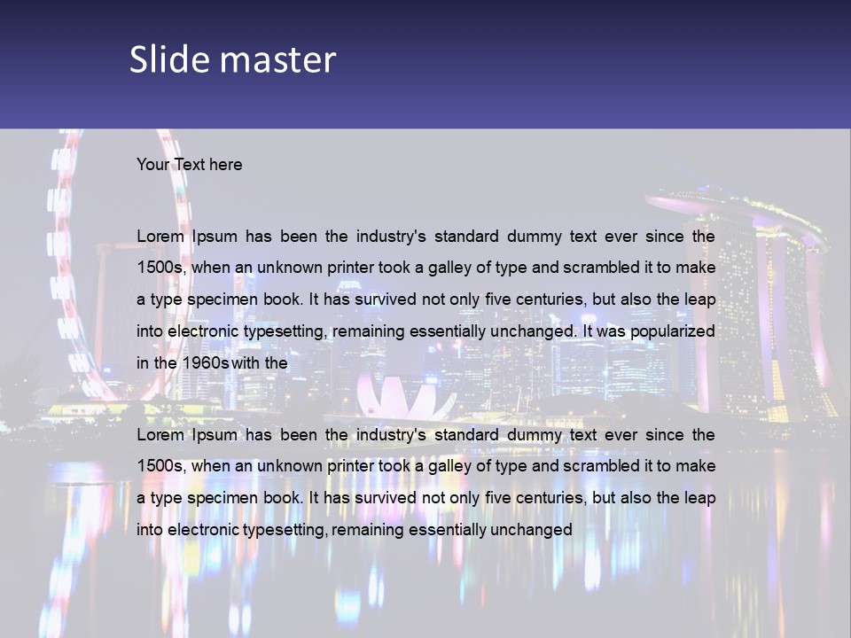 A Large Ferris Wheel In The Middle Of A City At Night PowerPoint Template