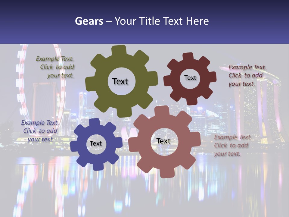 A Large Ferris Wheel In The Middle Of A City At Night PowerPoint Template