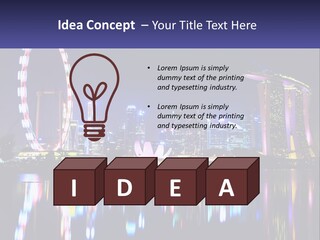 A Large Ferris Wheel In The Middle Of A City At Night PowerPoint Template