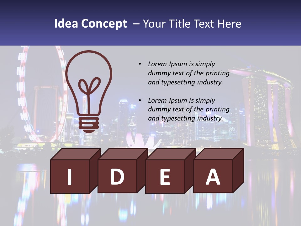 A Large Ferris Wheel In The Middle Of A City At Night PowerPoint Template