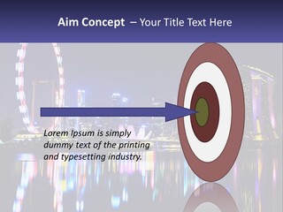 A Large Ferris Wheel In The Middle Of A City At Night PowerPoint Template