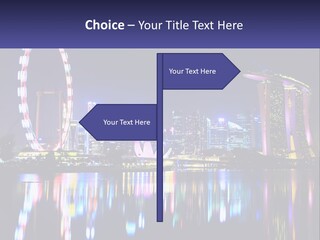 A Large Ferris Wheel In The Middle Of A City At Night PowerPoint Template