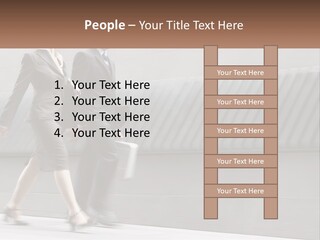 A Business Man And Woman Walking Down A Street PowerPoint Template