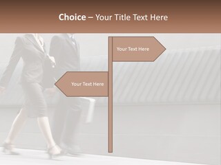 A Business Man And Woman Walking Down A Street PowerPoint Template