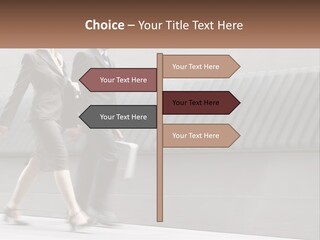 A Business Man And Woman Walking Down A Street PowerPoint Template