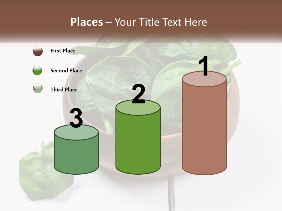 A Wooden Bowl Filled With Green Spinach Leaves PowerPoint Template