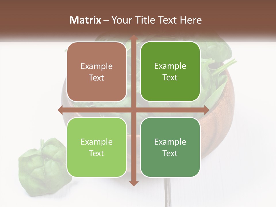 A Wooden Bowl Filled With Green Spinach Leaves PowerPoint Template