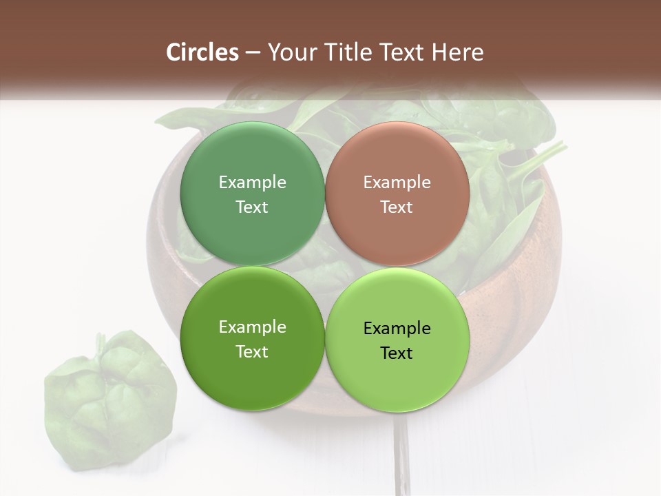 A Wooden Bowl Filled With Green Spinach Leaves PowerPoint Template