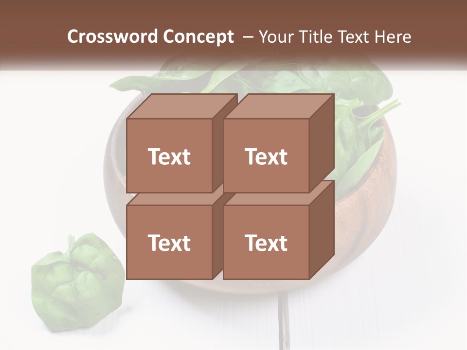 A Wooden Bowl Filled With Green Spinach Leaves PowerPoint Template