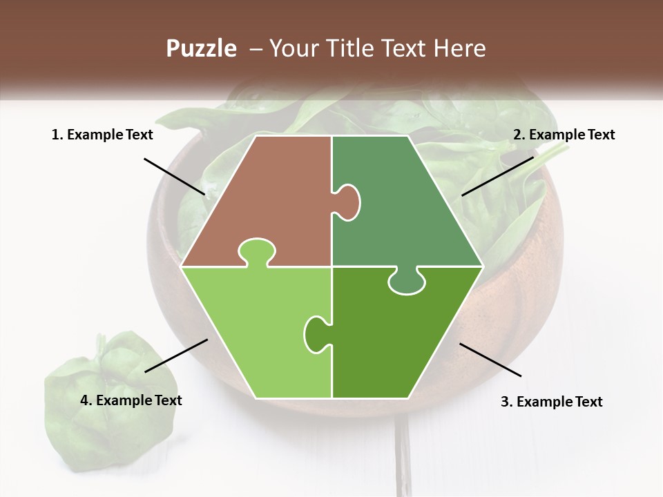 A Wooden Bowl Filled With Green Spinach Leaves PowerPoint Template