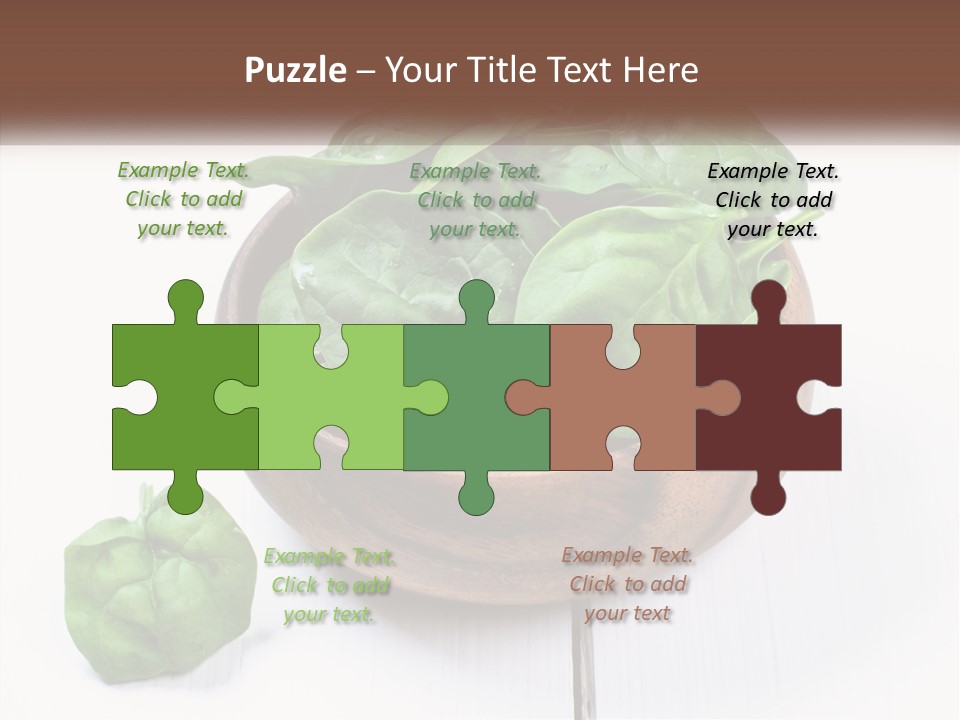 A Wooden Bowl Filled With Green Spinach Leaves PowerPoint Template